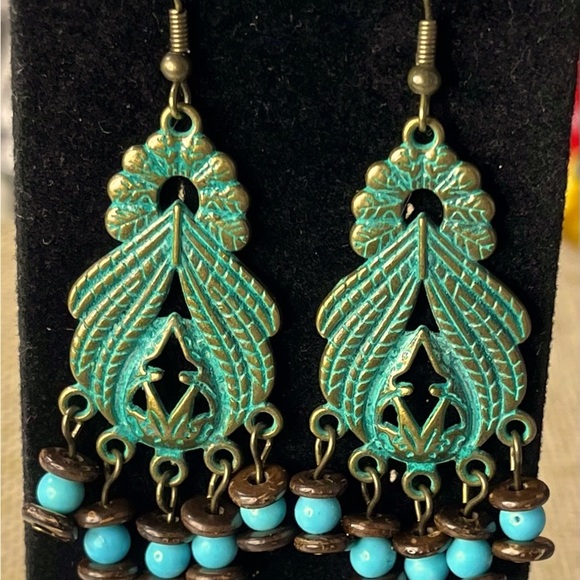 Bohemian Antique Style Patina Bronze Earrings - Picture 2 of 3
